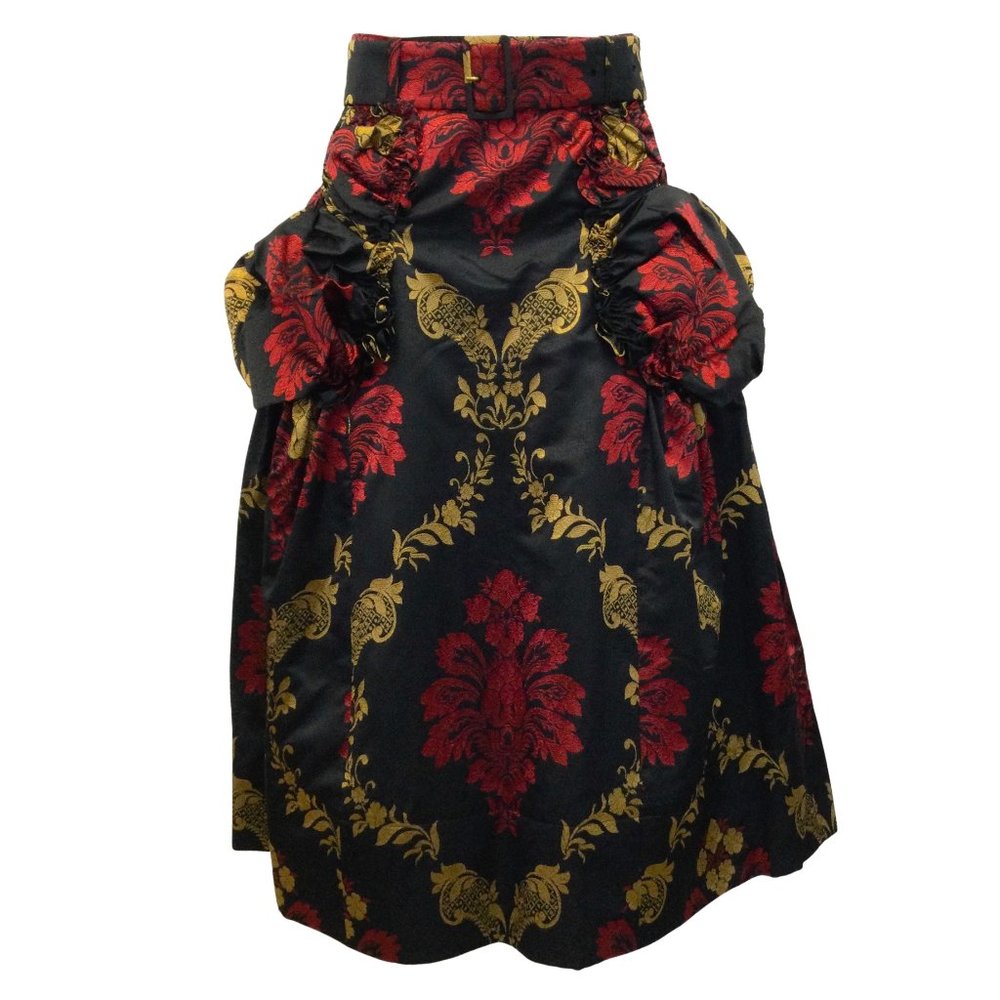 Simone Rocha Red / Black / Gold Brocade With Ruched Pockets and Belt Skirt - Picture 1 of 4